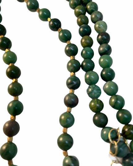 Vintage sterling malachite necklace half moon With Jade beads