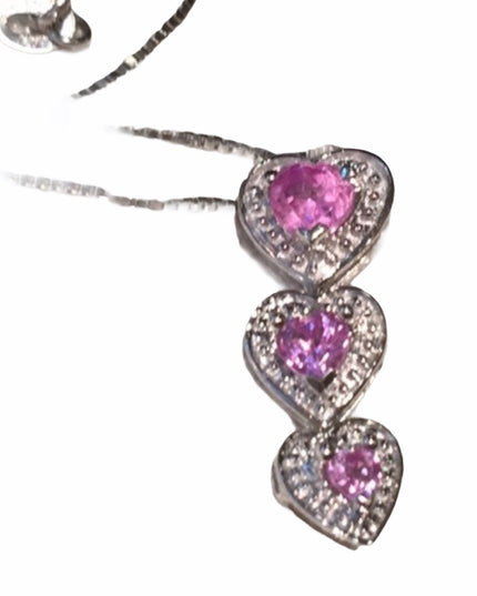 14k & 10k White gold pink topaz heart necklace 💗