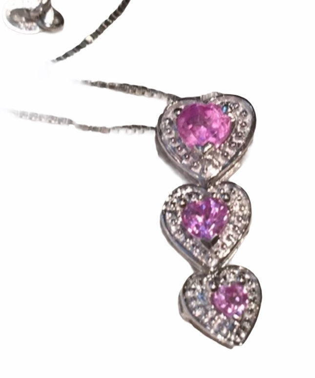 14k & 10k White gold pink topaz heart necklace 💗
