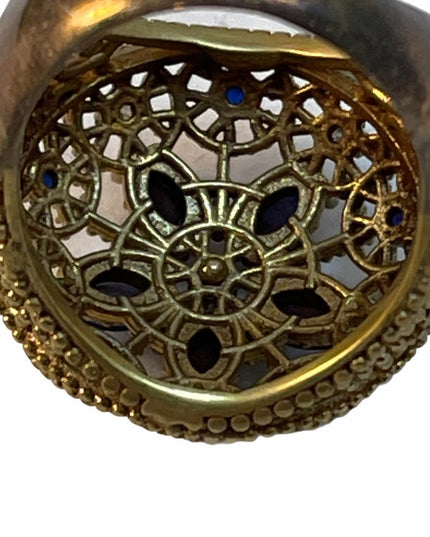 VTG Sterling Crystal gold filagree cocktail ring