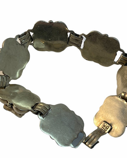 Vintage Sterling green agate mexico bracelet