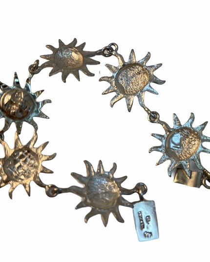 VTG sterling  925 Mexico Heavy Sun Zodiac chunky bracelet