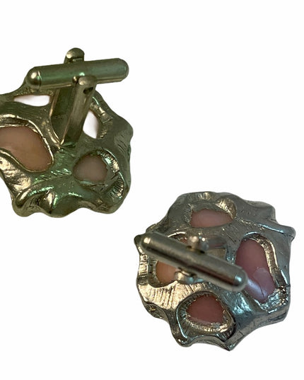 Vintage quarts Silver chunky modernist cufflinks
