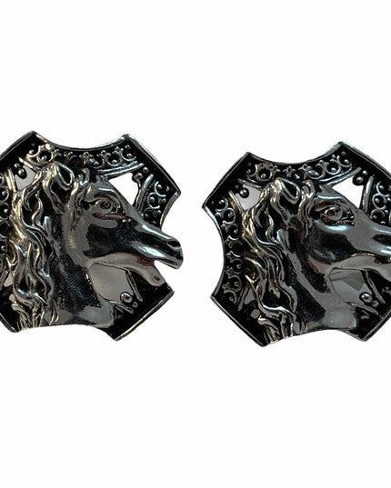 VTG Silver Horse head Heraldic Swank cufflinks