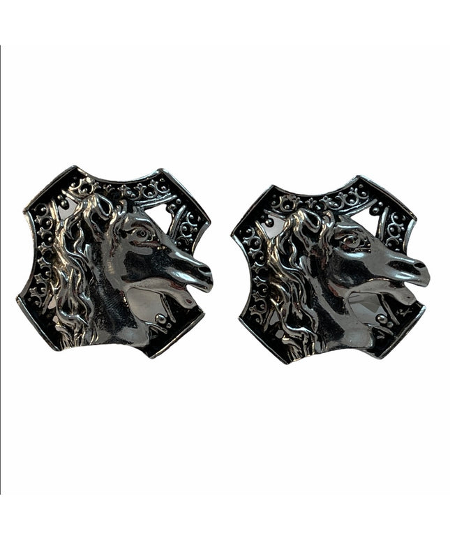 VTG Silver Horse head Heraldic Swank cufflinks