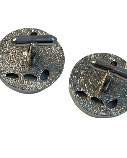 Vintage silver finish ornate detailed hunting scene shooting cufflinks
