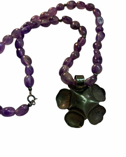 Sterling Silver amethyst bead flower necklace