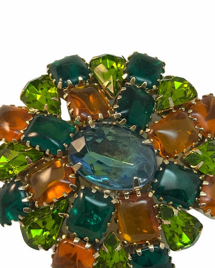 Vintage C1960s Crystal green amber brooch LG Juliana ?
