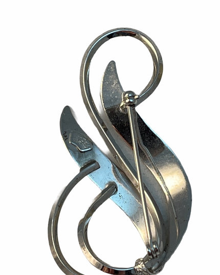 Vintage c1960s  Sterling ribbon infinity brooch