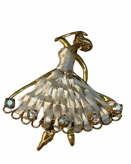 C1950s Austria Crystal gold Ballerina brooch