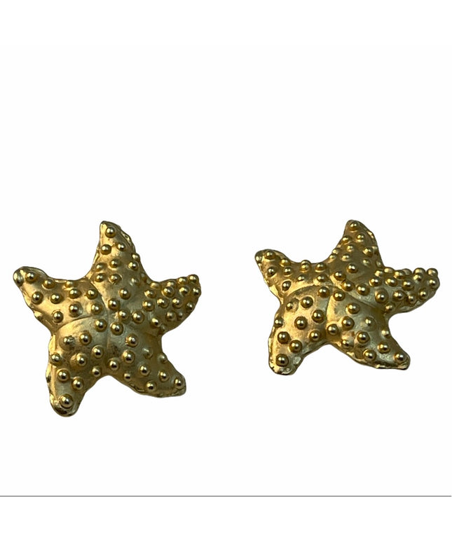 DKNY Designer starfish clip on gold earrings