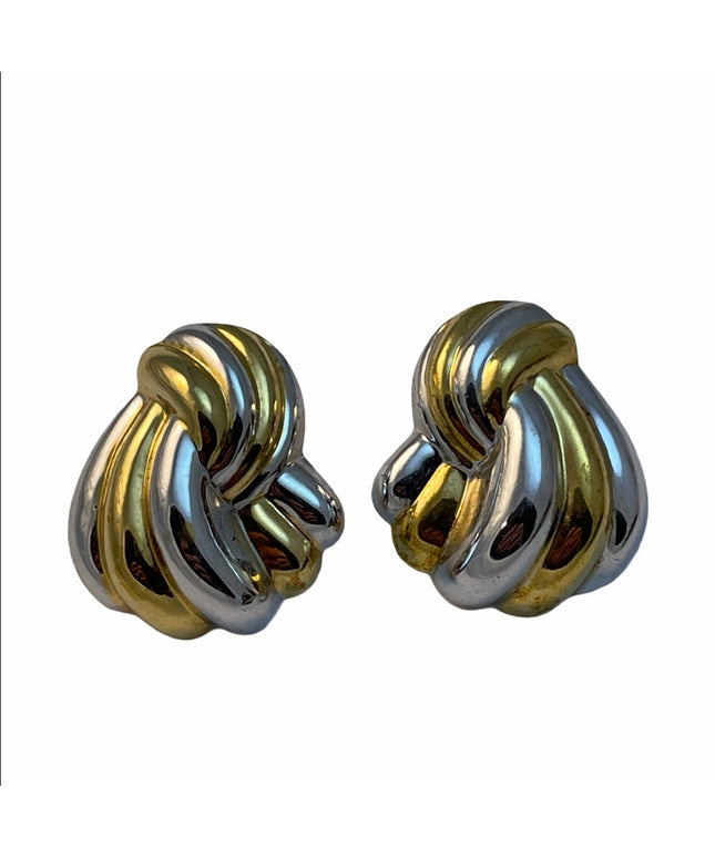 Sterling silver gold plt fancy earrings chunky