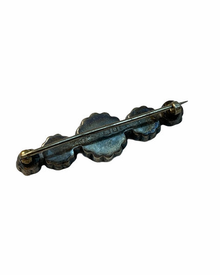 Antique sterling silver European bar brooch