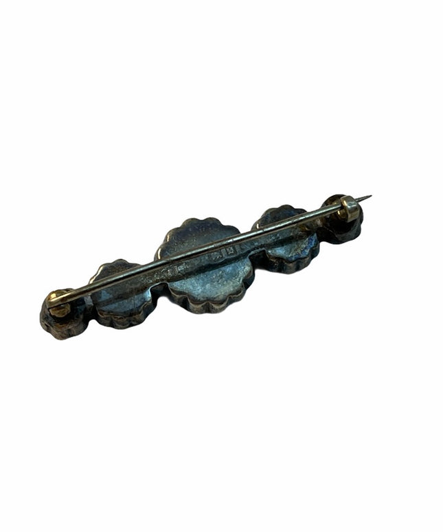 Antique sterling silver European bar brooch