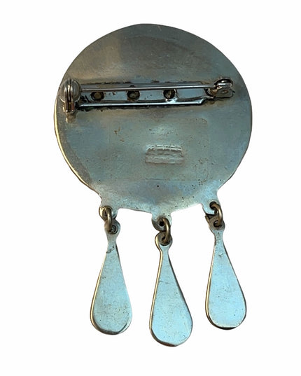 Vintage Alpaca mexico abalone dangle brooch
