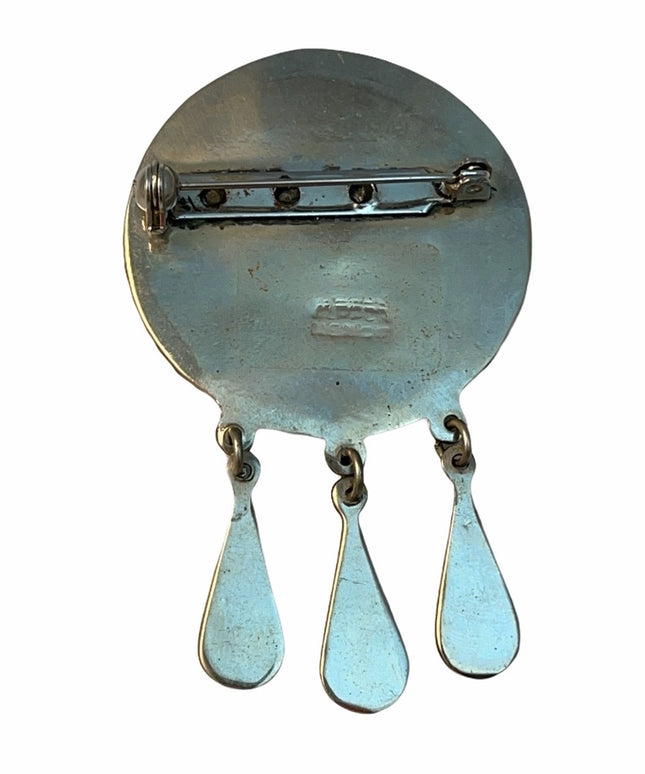Vintage Alpaca mexico abalone dangle brooch