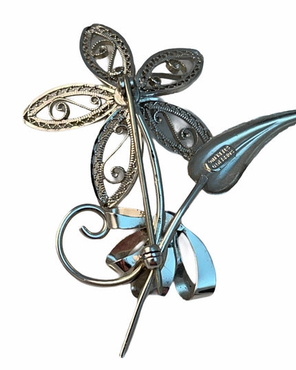 Vintage sterling silver flower brooch