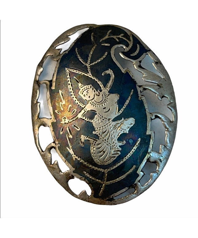 Vintage Siam sterling silver brooch