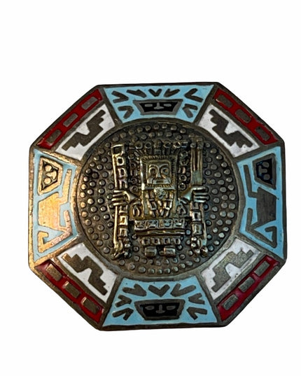 Vintage sterling silver RML Peru enamel brooch