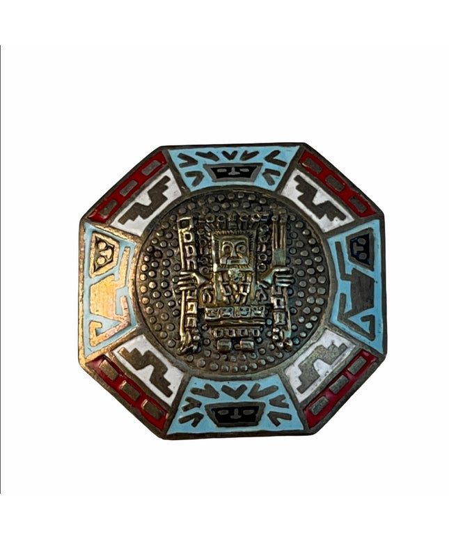 Vintage sterling silver RML Peru enamel brooch