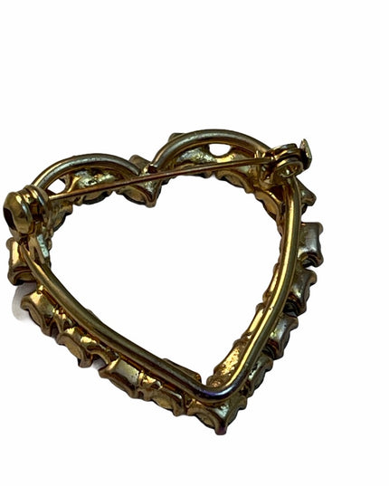 Vintage purple crystal brooch heart c 1960s