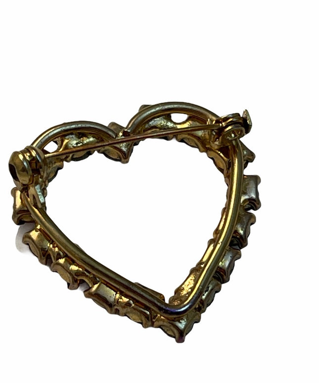 Vintage purple crystal brooch heart c 1960s