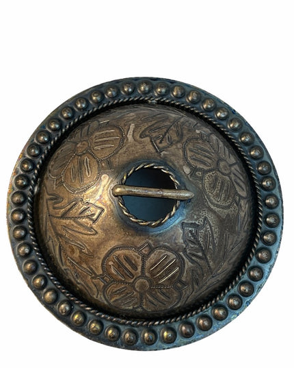 Antique Sterling silver etched sash pin buckle