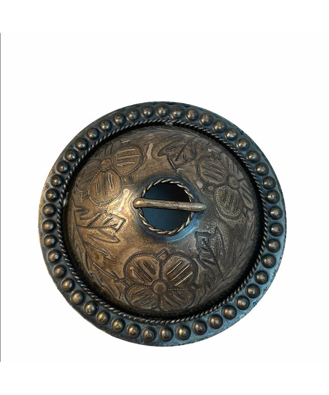 Antique Sterling silver etched sash pin buckle