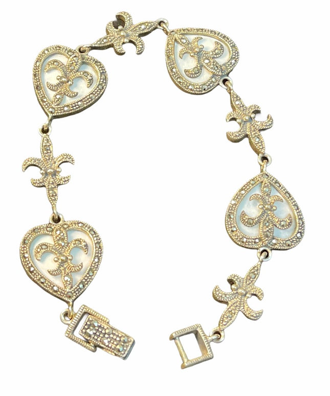 Vintage Sterling silver le fleur marcaste link bracelet