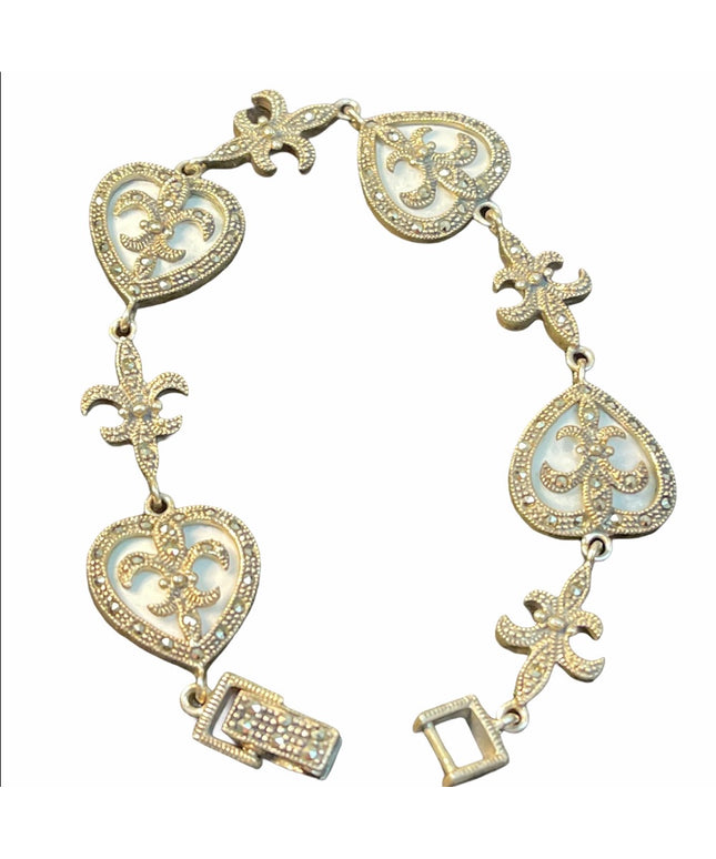 Vintage Sterling silver le fleur marcaste link bracelet