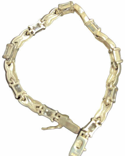 Sterling silver crystal fancy marcasite bracelet VTG