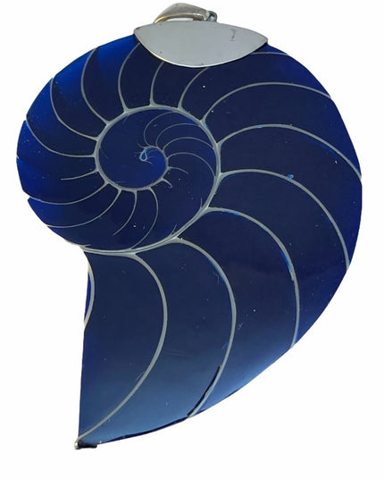 Sterling silver 925 Nautilus  shell pendant Very heavy & large
