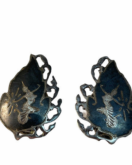 VTG sterling silver siam clip on earrings