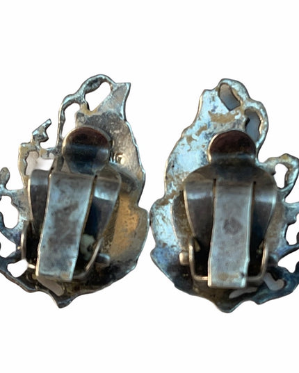 VTG sterling silver siam clip on earrings