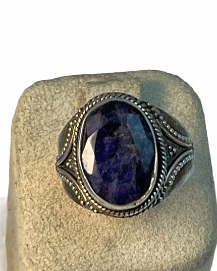 sterling silver fancy blue stone ring