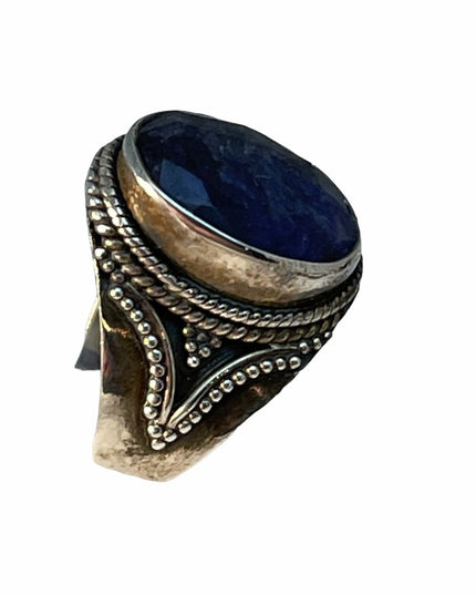 sterling silver fancy blue stone ring