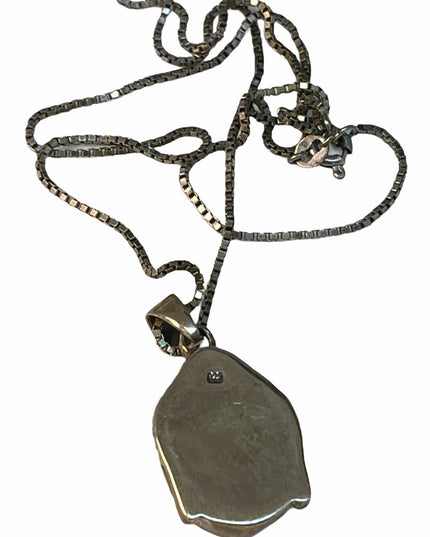 Sterling silver Budda head pendant necklace garnet