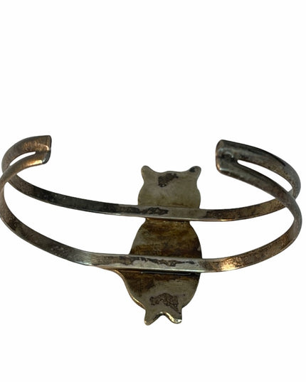 VTG Alpaca Mexico Cat kitty silver bracelet bangle