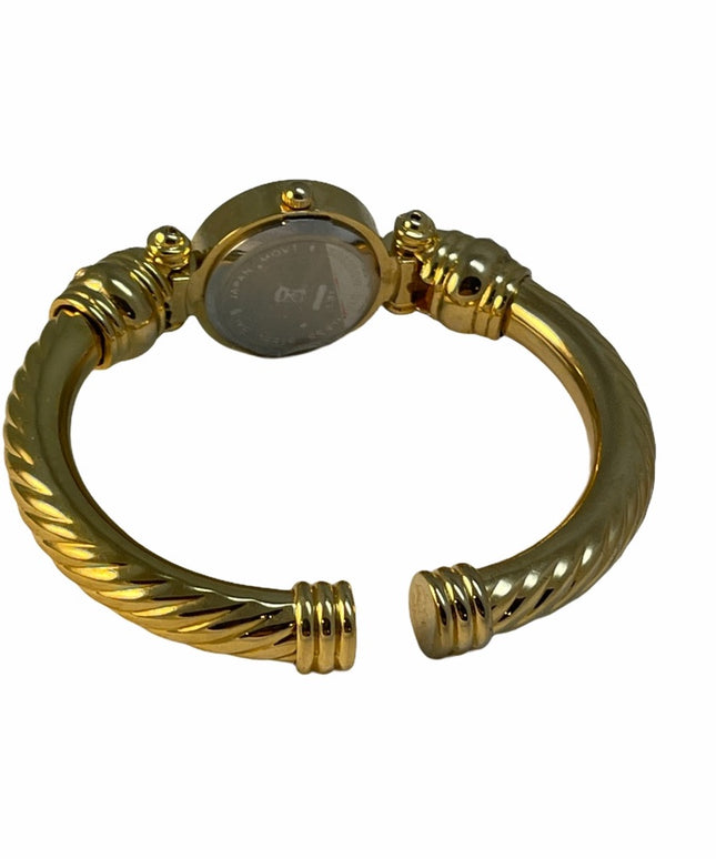 Gold & crystal rhinestone bangle watch NEW battery