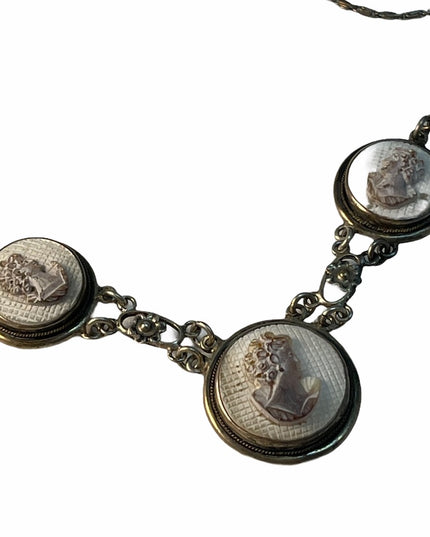 Sterling silver shell Cameo necklace Vintage C1950
