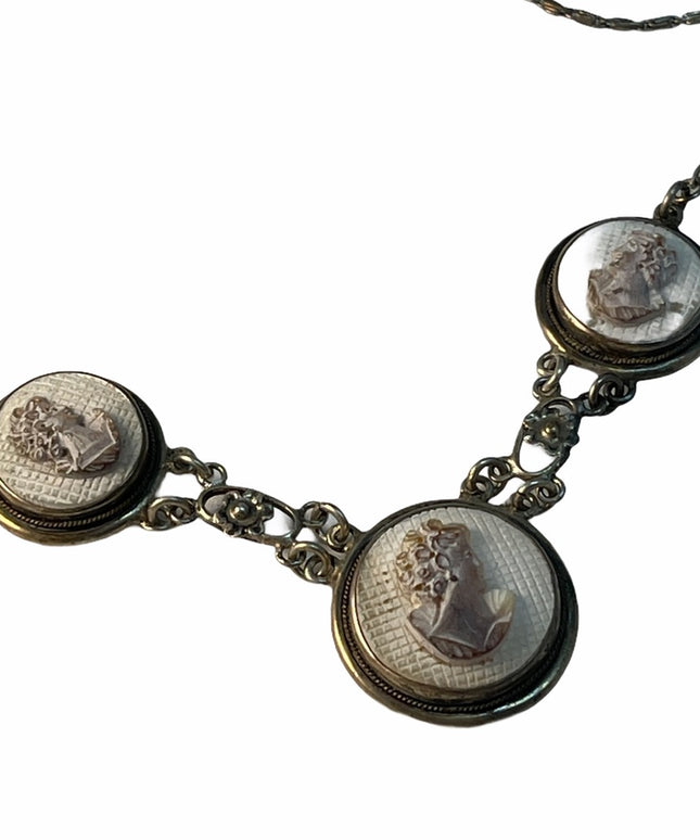 Sterling silver shell Cameo necklace Vintage C1950