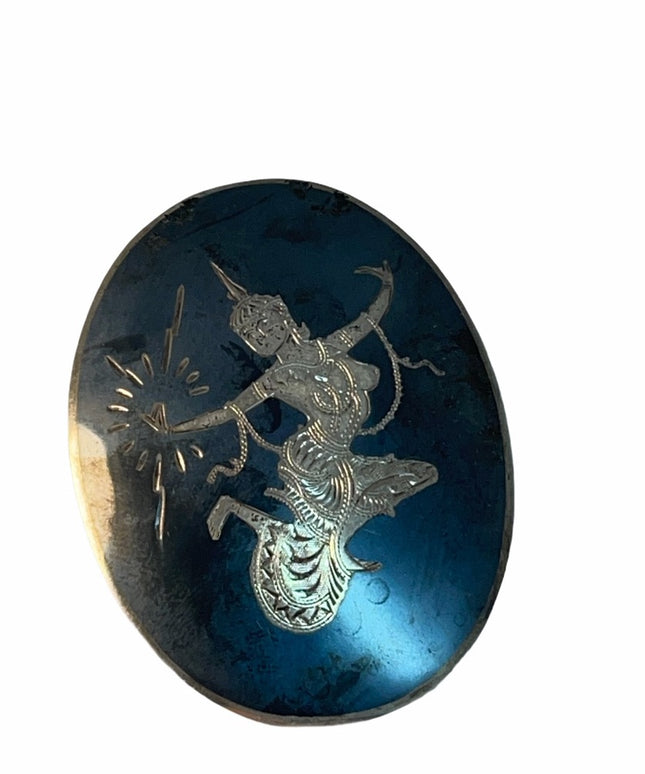 Vintage sterling silver Siam Large brooch goddess