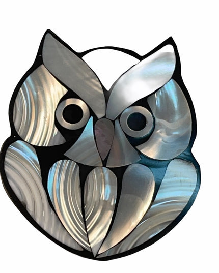 Plastic resin Owl Faux MOP super brooch