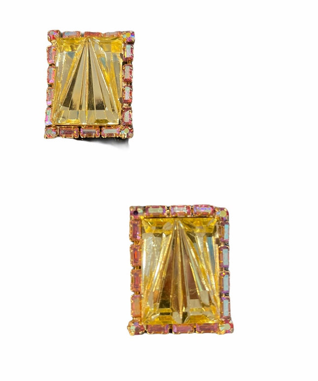 Vintage c1950s Crystal pastel shoe clips