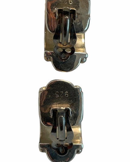 Sterling silver chunky half hoop clip on earrings