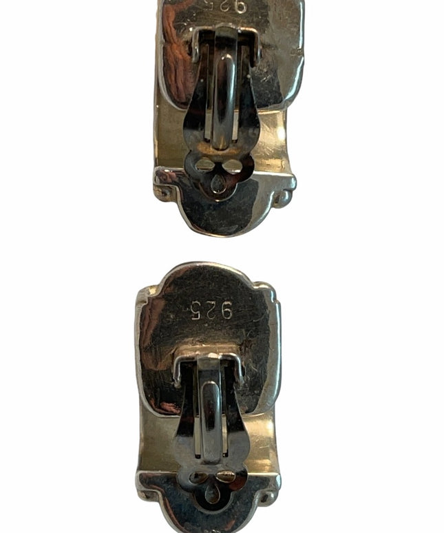 Sterling silver chunky half hoop clip on earrings