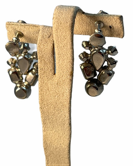 VTG C1950s Silver crystal dangle screw back