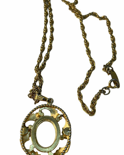 C1980s Whiting & Davis Flower cameo necklace
