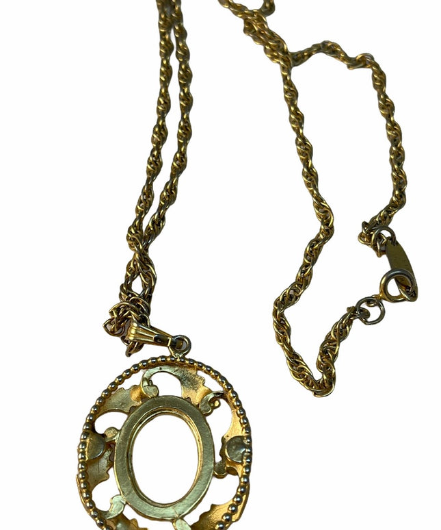 C1980s Whiting & Davis Flower cameo necklace