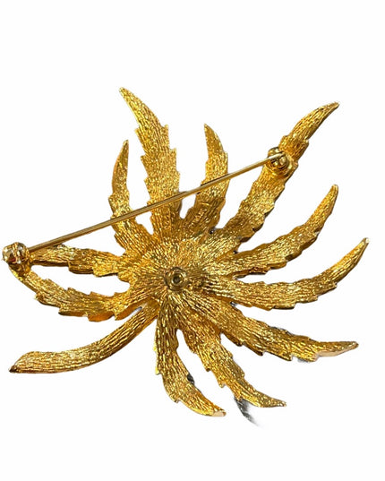 Vintage C1970s  Enameled leaf flower brooch 🌸